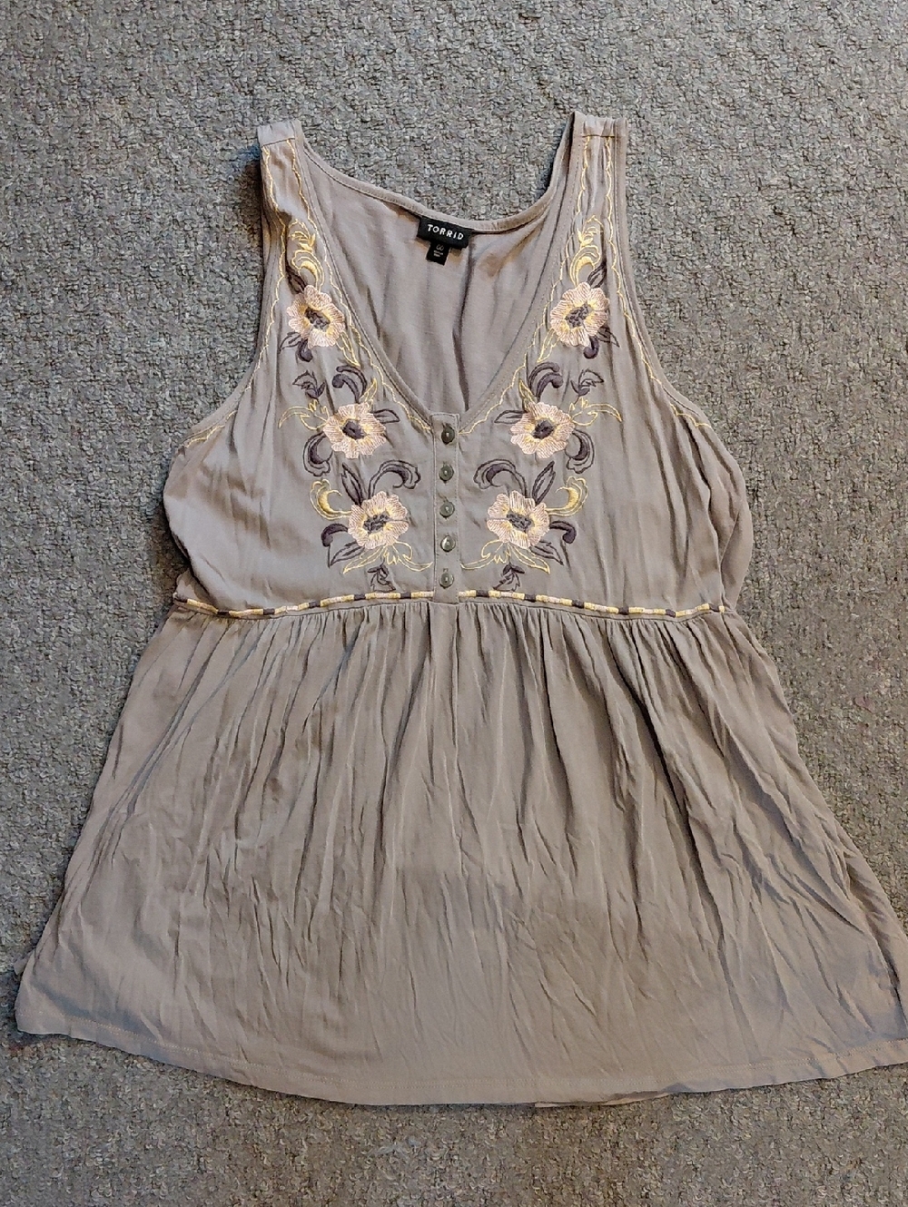 torrid embroidered Babydoll tank